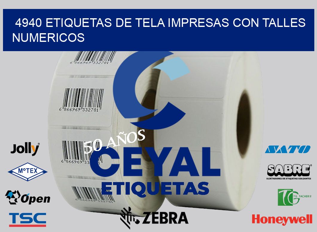 4940 ETIQUETAS DE TELA IMPRESAS CON TALLES NUMERICOS