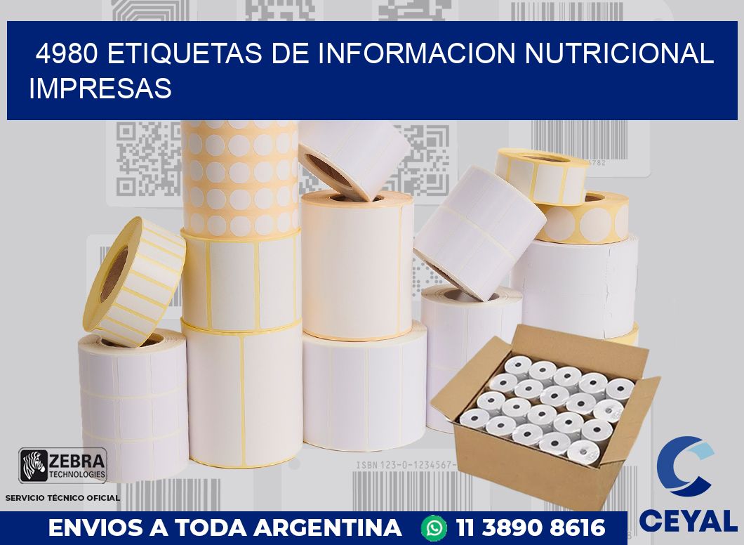 4980 ETIQUETAS DE INFORMACION NUTRICIONAL IMPRESAS