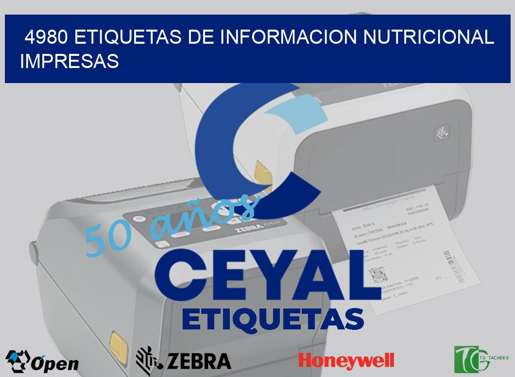 4980 ETIQUETAS DE INFORMACION NUTRICIONAL IMPRESAS