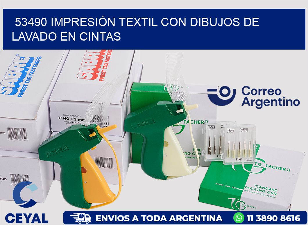 53490 IMPRESIÓN TEXTIL CON DIBUJOS DE LAVADO EN CINTAS