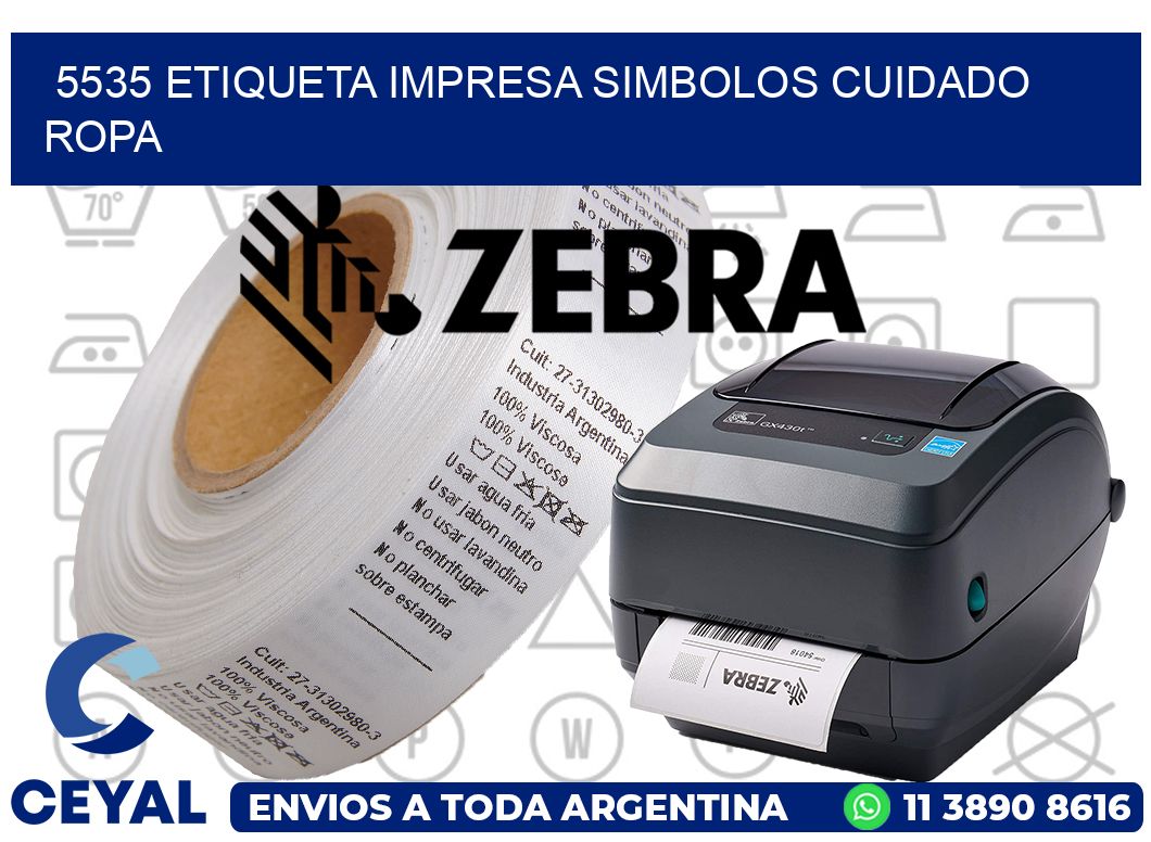 5535 ETIQUETA IMPRESA SIMBOLOS CUIDADO ROPA