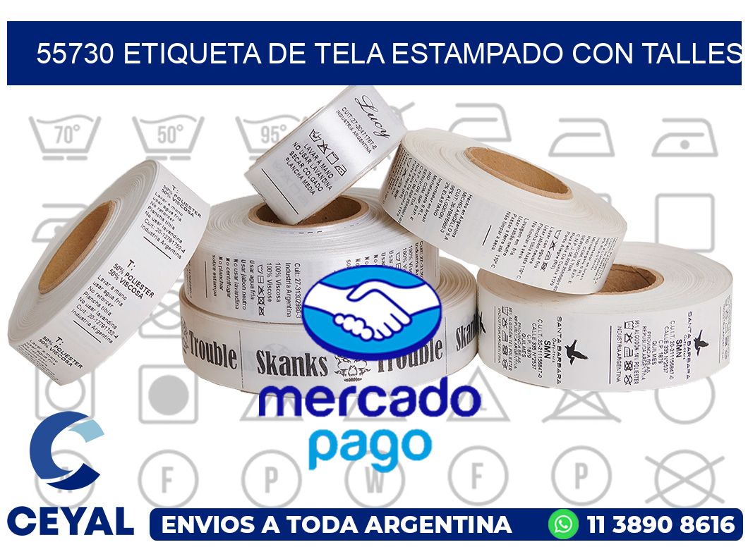 55730 ETIQUETA DE TELA ESTAMPADO CON TALLES