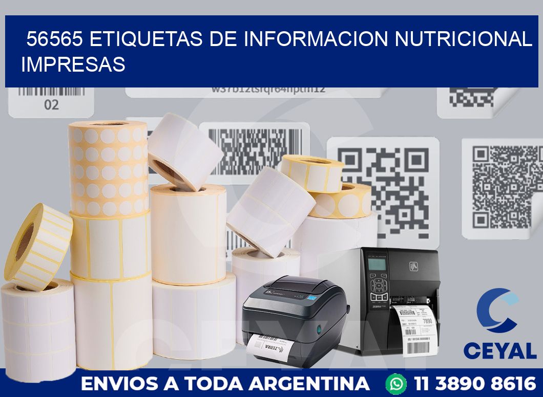 56565 ETIQUETAS DE INFORMACION NUTRICIONAL IMPRESAS