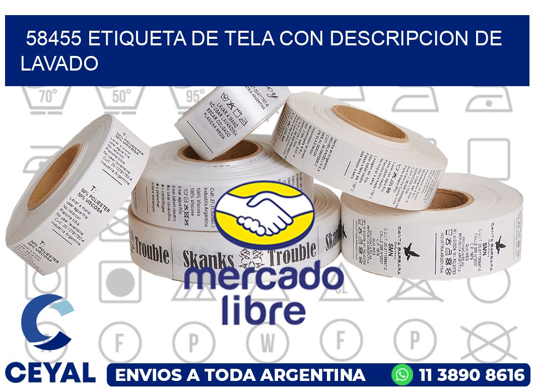 58455 ETIQUETA DE TELA CON DESCRIPCION DE LAVADO