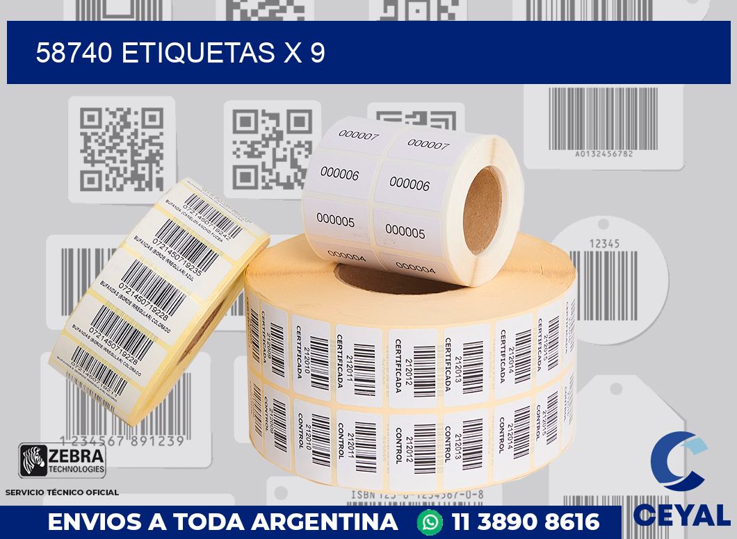 58740 Etiquetas x 9