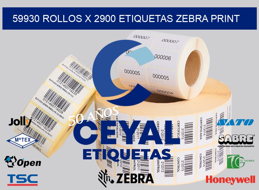 59930 Rollos x 2900 etiquetas zebra print