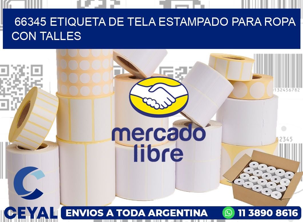 66345 ETIQUETA DE TELA ESTAMPADO PARA ROPA CON TALLES