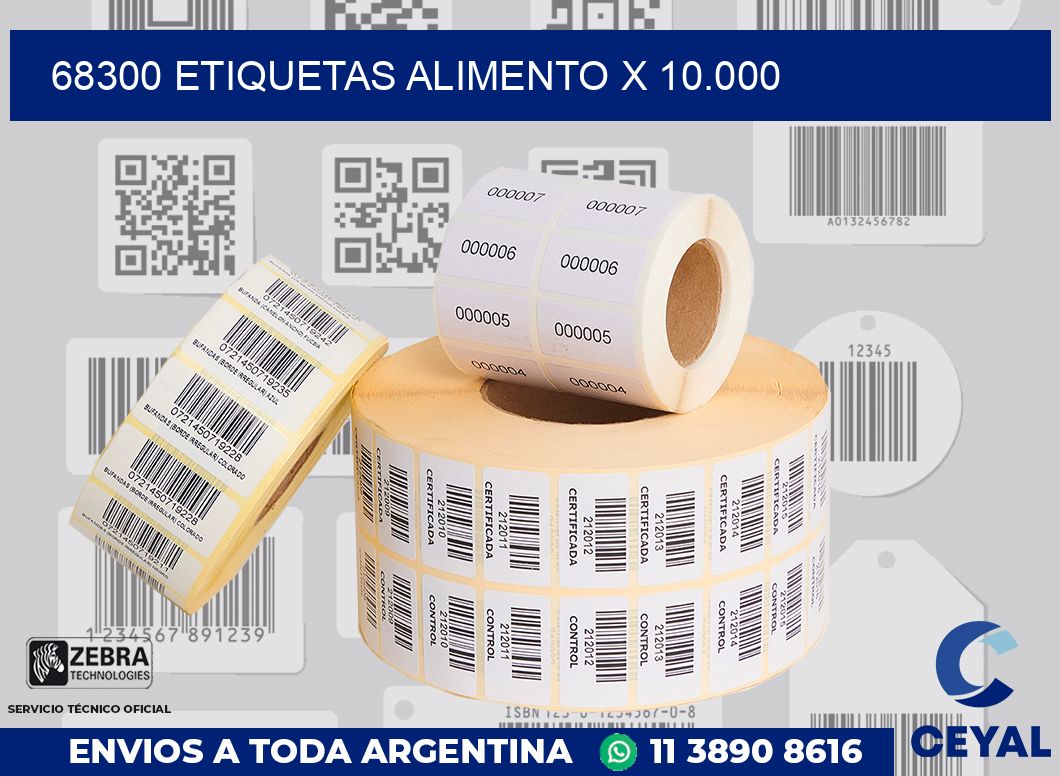 68300 etiquetas alimento x 10.000