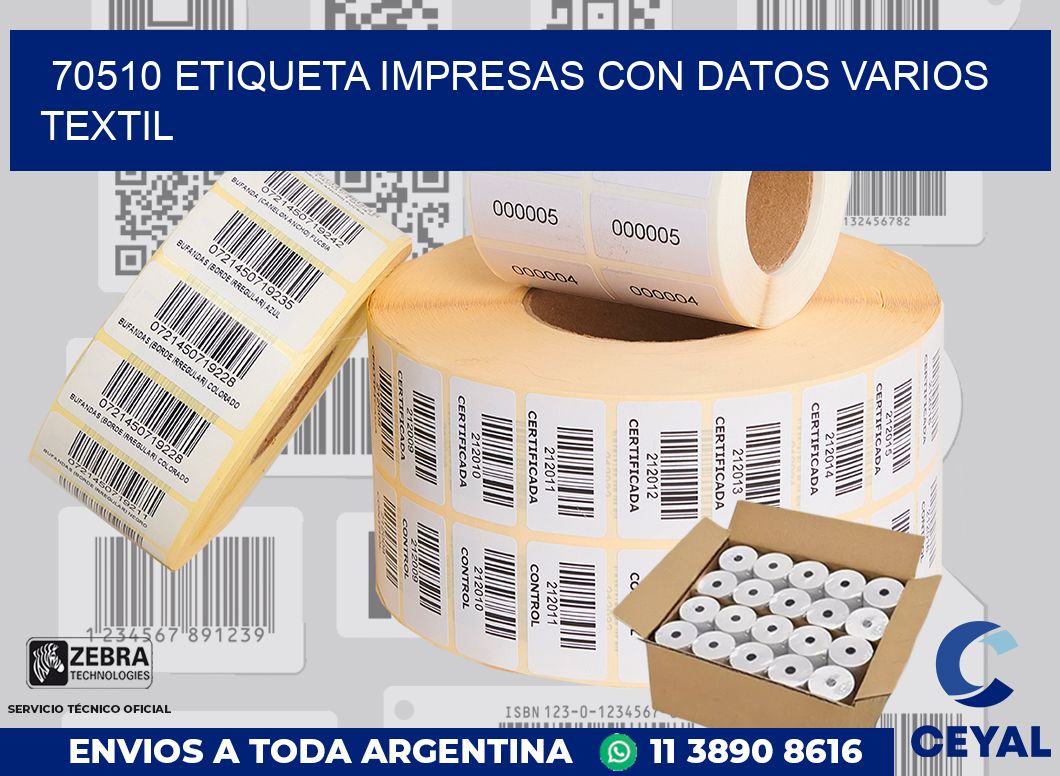 70510 ETIQUETA IMPRESAS CON DATOS VARIOS TEXTIL