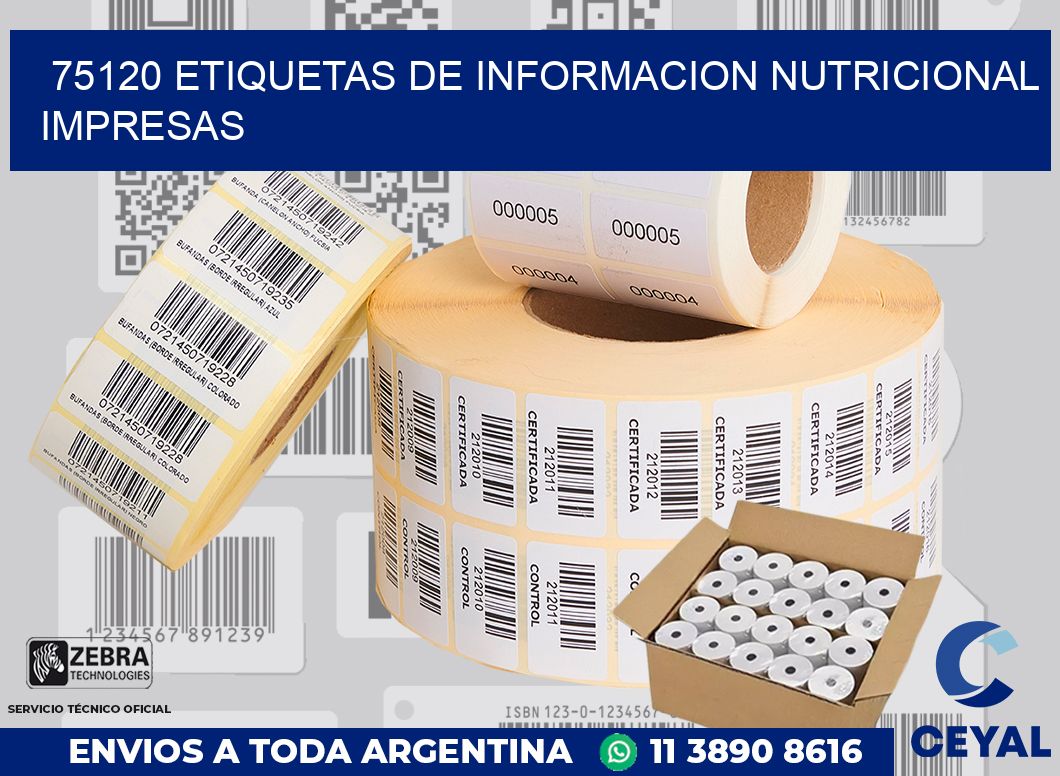 75120 ETIQUETAS DE INFORMACION NUTRICIONAL IMPRESAS