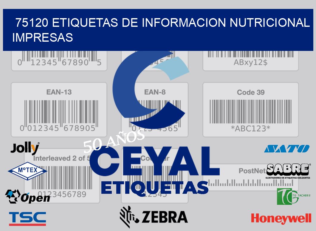 75120 ETIQUETAS DE INFORMACION NUTRICIONAL IMPRESAS