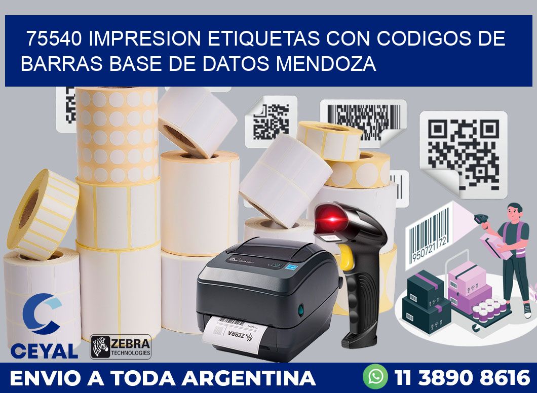 75540 IMPRESION ETIQUETAS CON CODIGOS DE BARRAS BASE DE DATOS MENDOZA