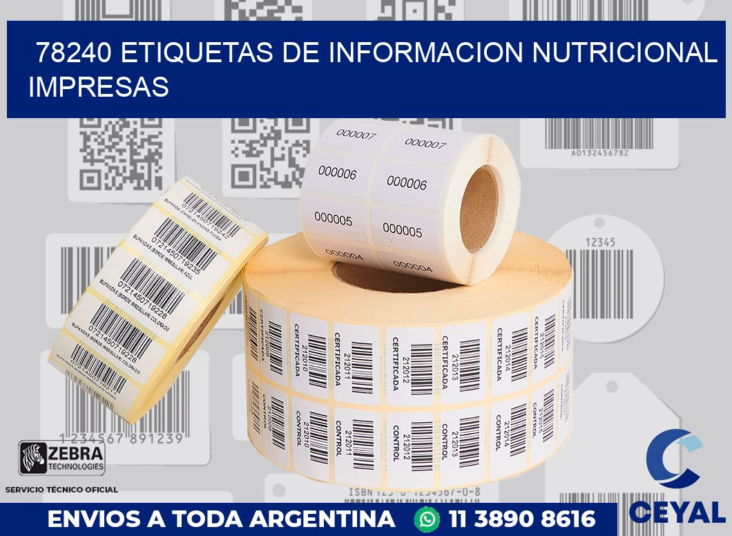 78240 ETIQUETAS DE INFORMACION NUTRICIONAL IMPRESAS