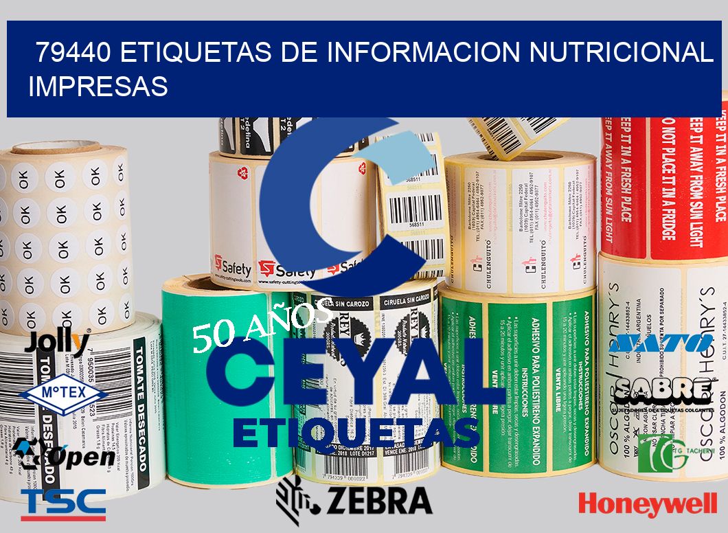 79440 ETIQUETAS DE INFORMACION NUTRICIONAL IMPRESAS