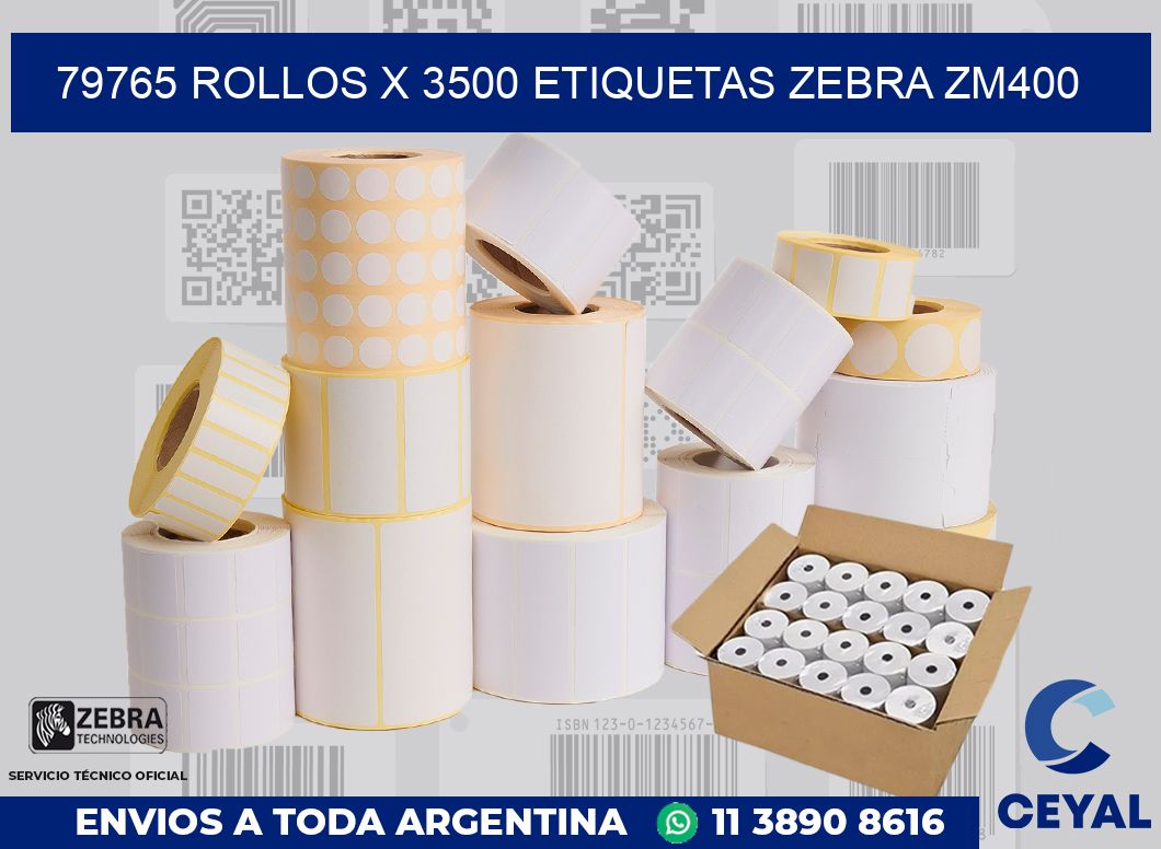 79765 Rollos x 3500 etiquetas zebra zm400
