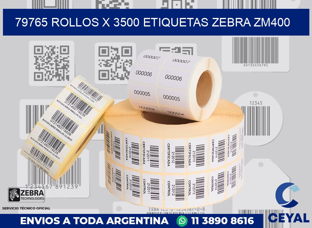 79765 Rollos x 3500 etiquetas zebra zm400