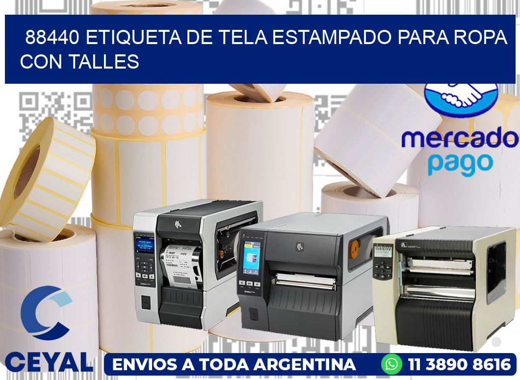 88440 ETIQUETA DE TELA ESTAMPADO PARA ROPA CON TALLES