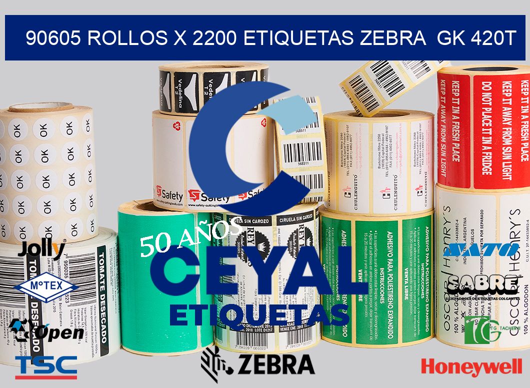90605 Rollos x 2200 etiquetas zebra  gk 420t
