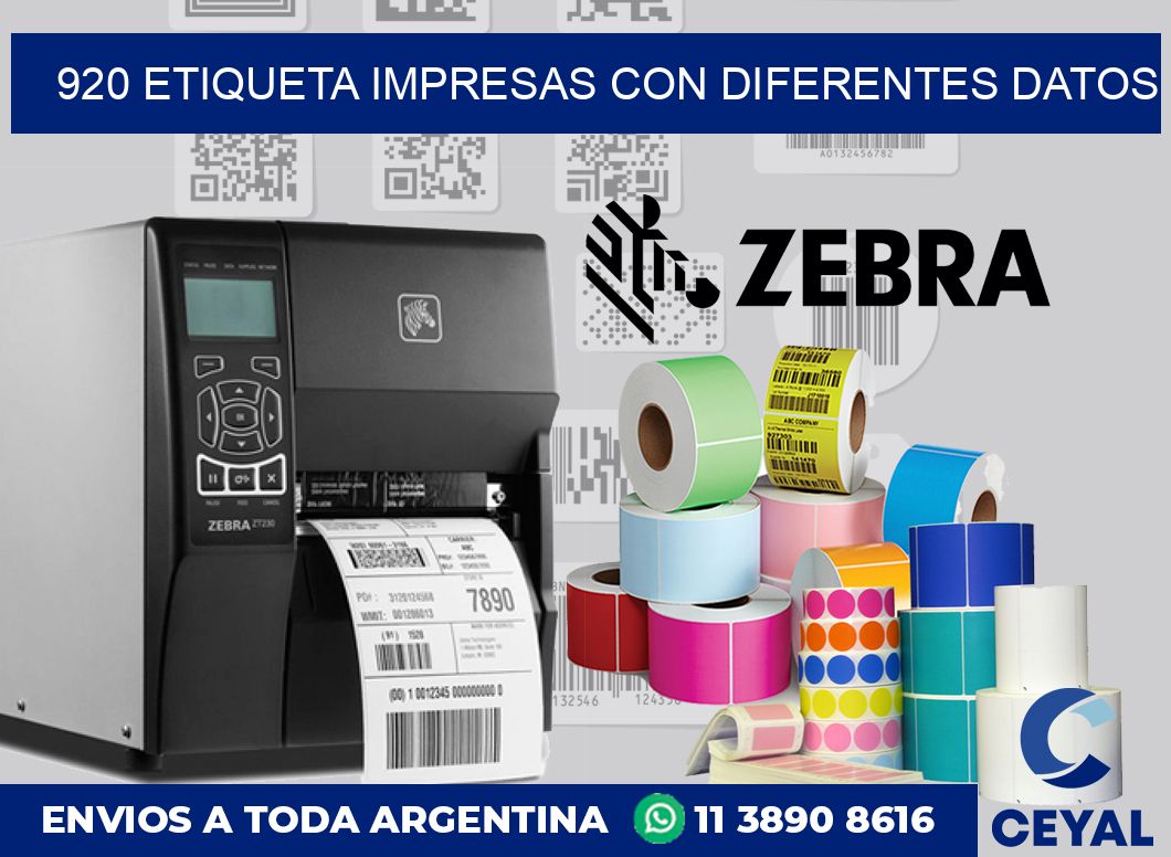 920 ETIQUETA IMPRESAS CON DIFERENTES DATOS