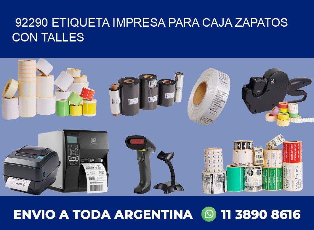 92290 ETIQUETA IMPRESA PARA CAJA ZAPATOS CON TALLES