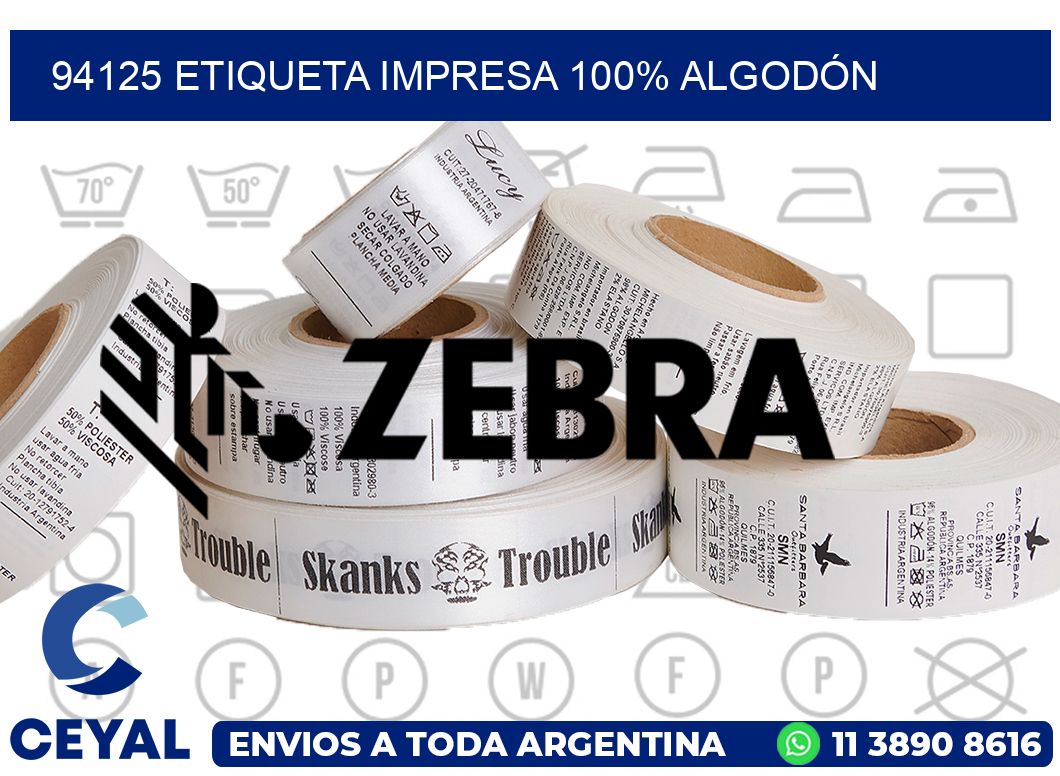 94125 ETIQUETA IMPRESA 100% ALGODÓN