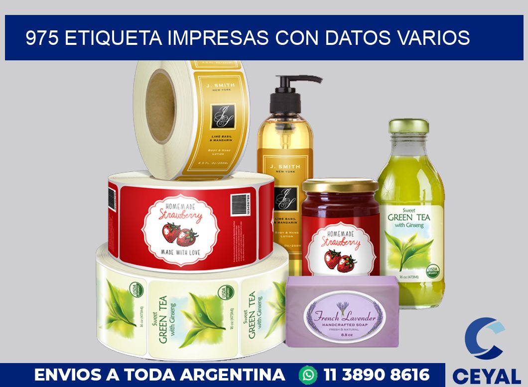 975 ETIQUETA IMPRESAS CON DATOS VARIOS