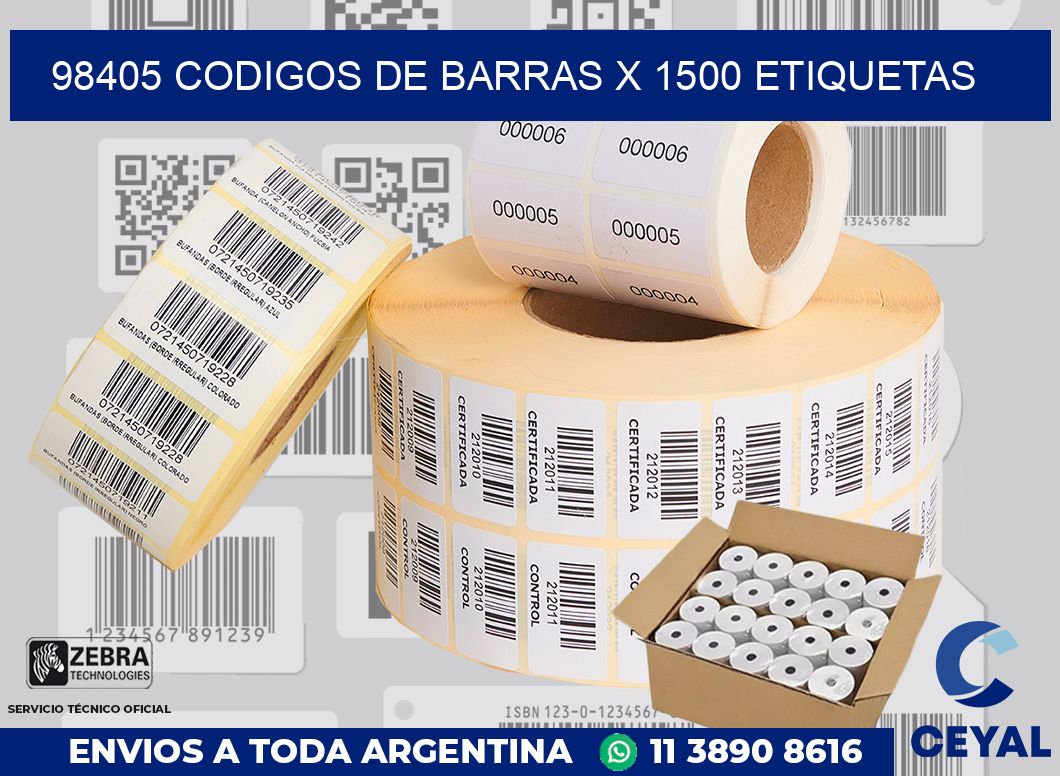 98405 codigos de barras x 1500 etiquetas