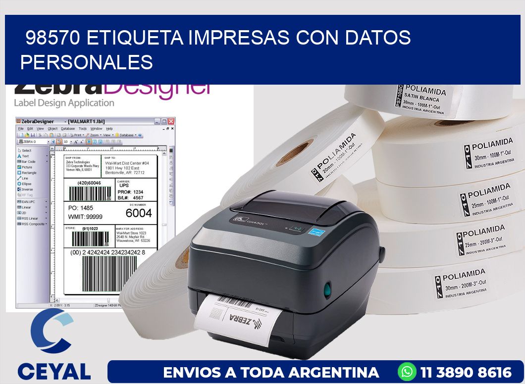 98570 ETIQUETA IMPRESAS CON DATOS PERSONALES