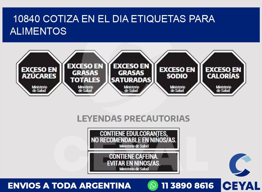 10840 COTIZA EN EL DIA ETIQUETAS PARA ALIMENTOS