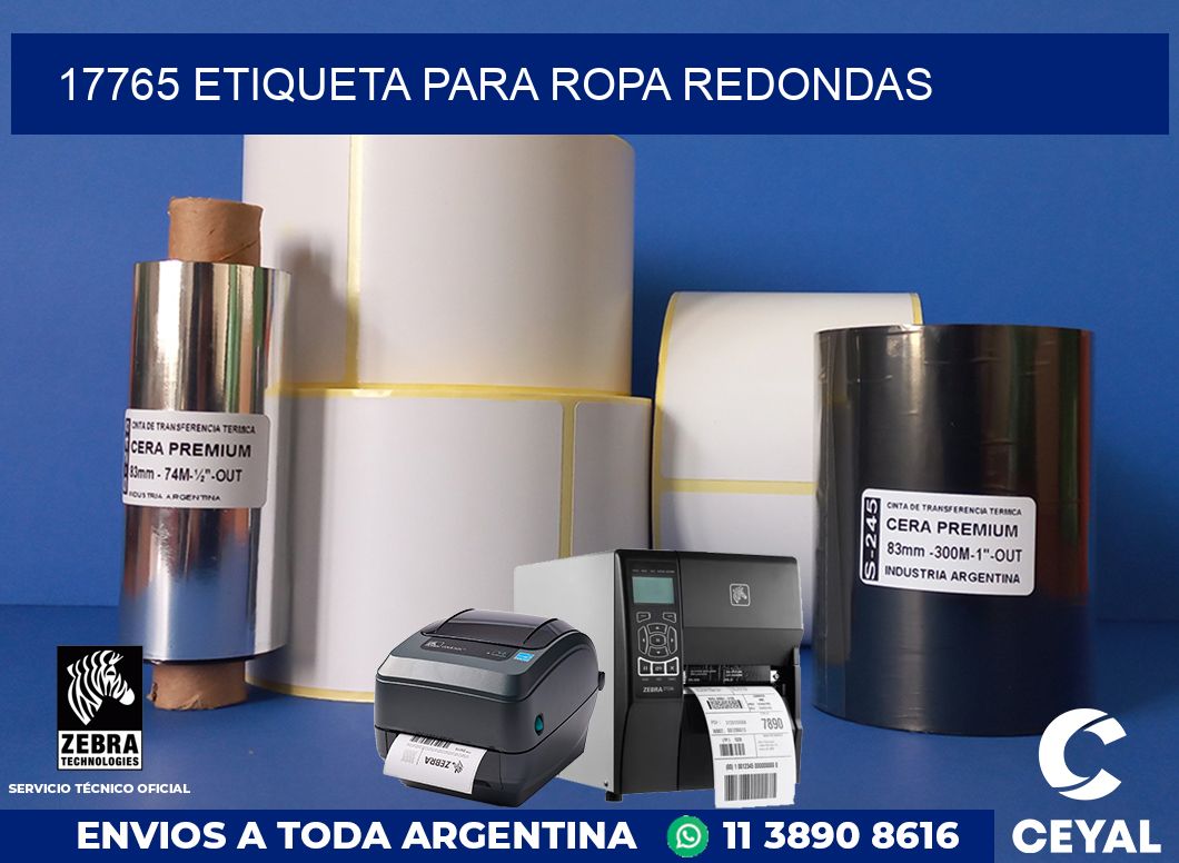 17765 ETIQUETA PARA ROPA REDONDAS