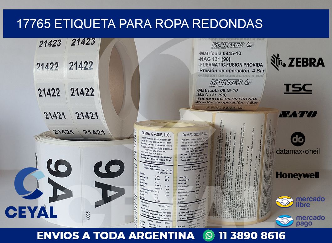 17765 ETIQUETA PARA ROPA REDONDAS