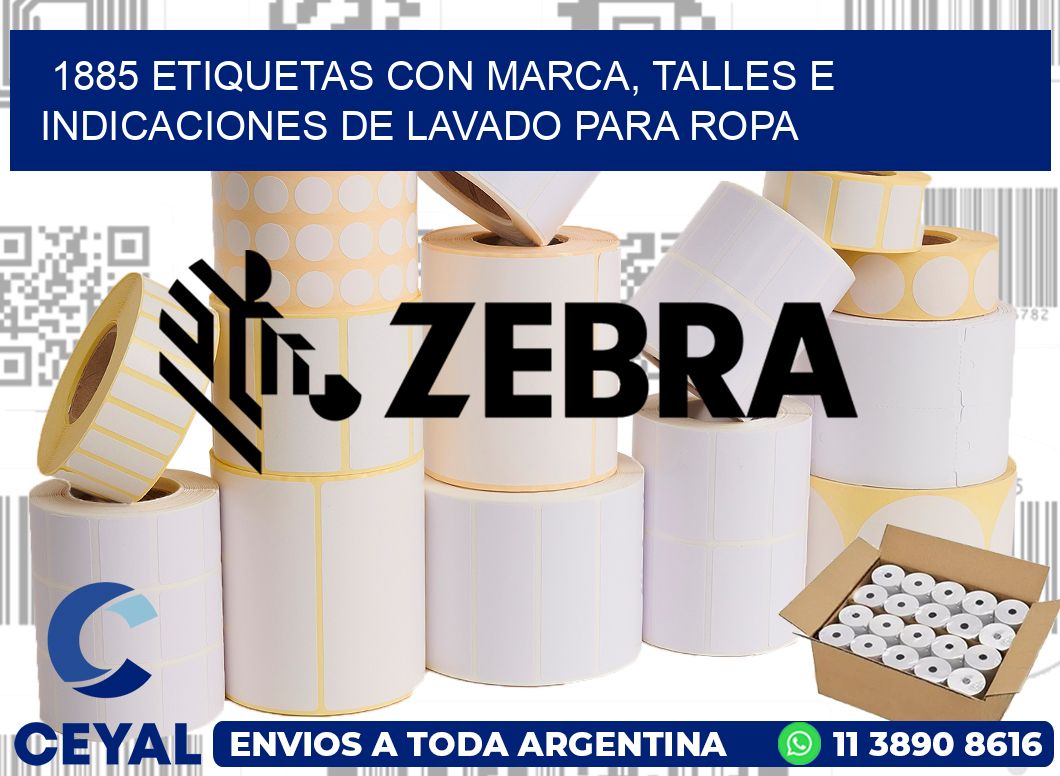 1885 ETIQUETAS CON MARCA, TALLES E INDICACIONES DE LAVADO PARA ROPA
