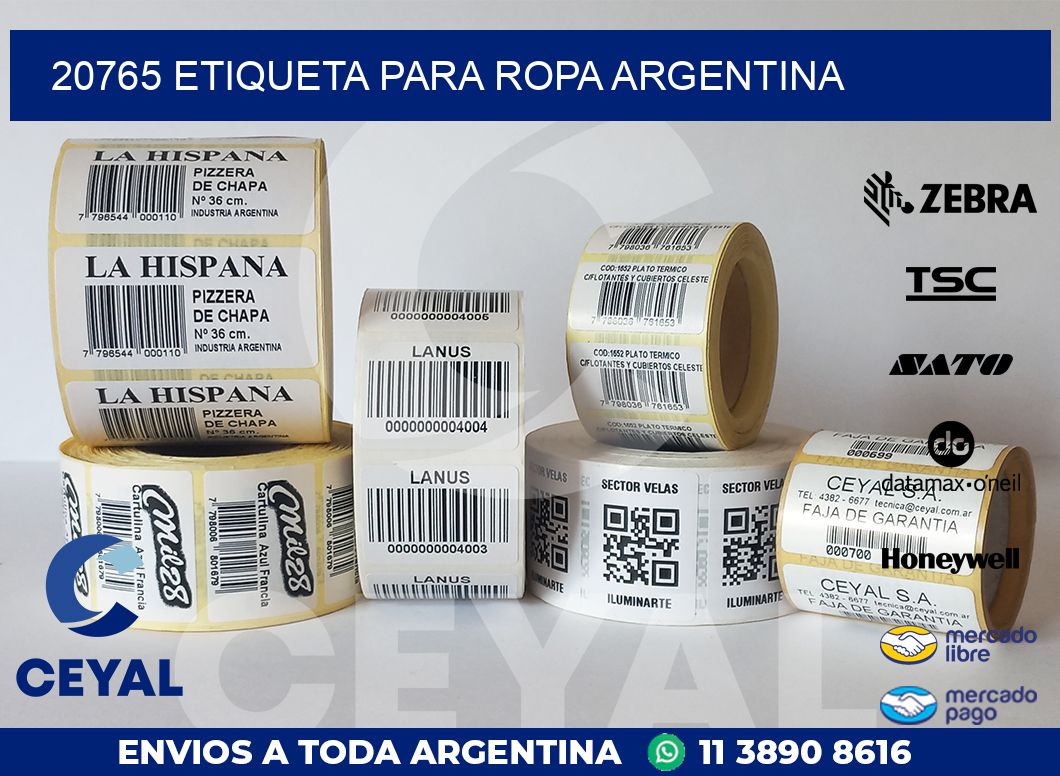 20765 ETIQUETA PARA ROPA ARGENTINA