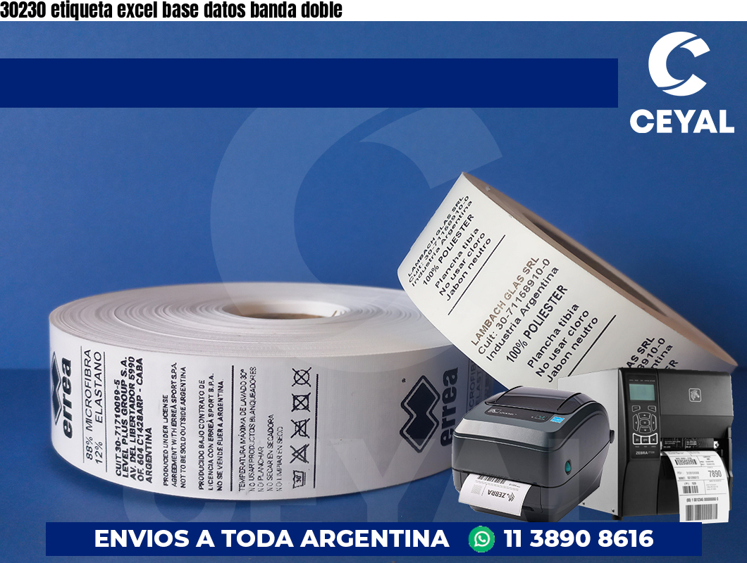 30230 etiqueta excel base datos banda doble