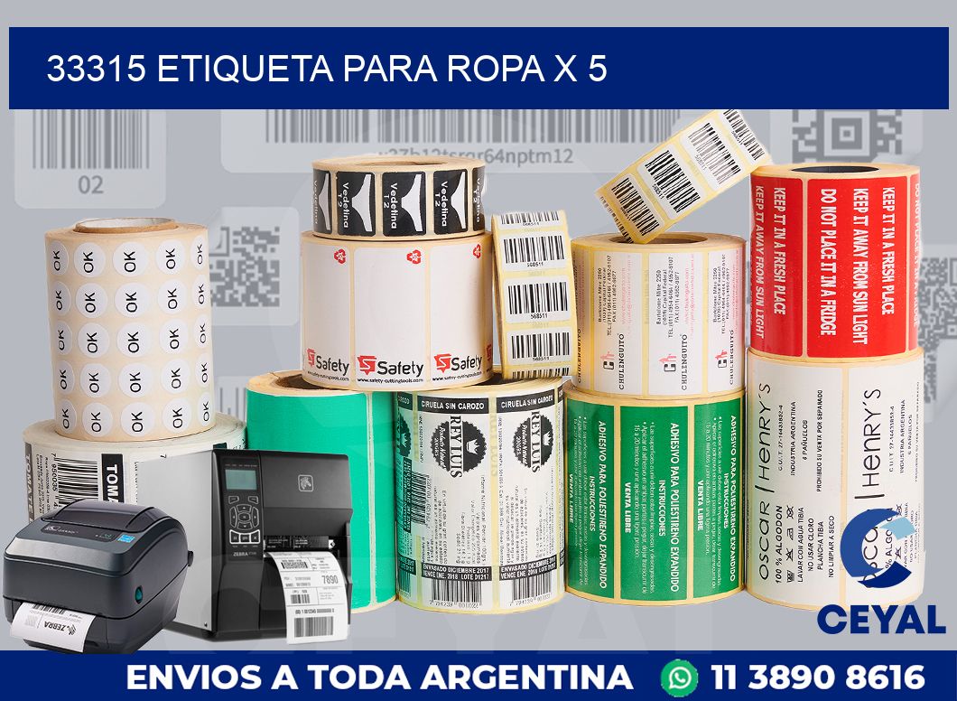 33315 ETIQUETA PARA ROPA X 5