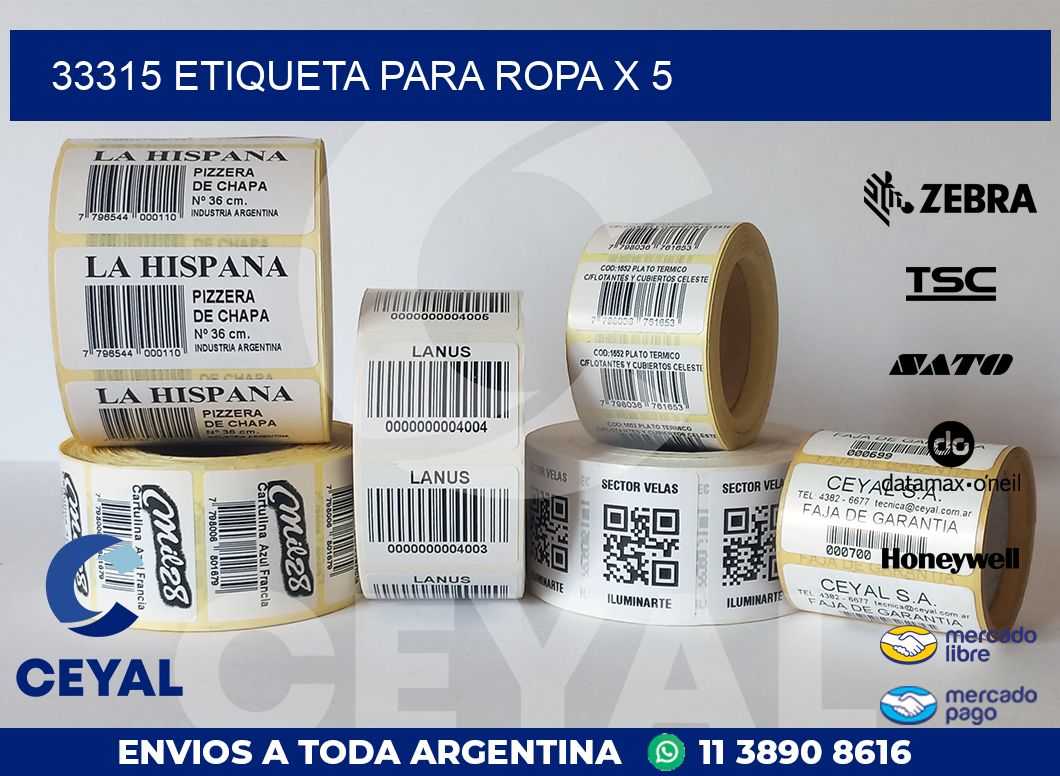 33315 ETIQUETA PARA ROPA X 5