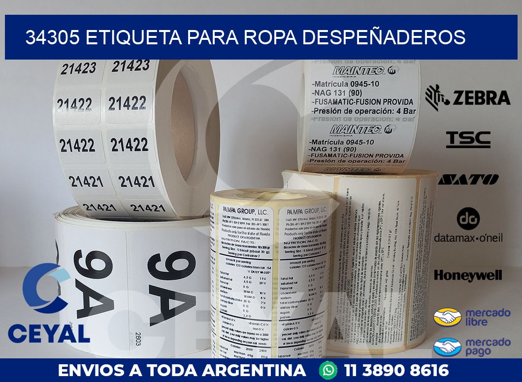 34305 ETIQUETA PARA ROPA DESPEÑADEROS
