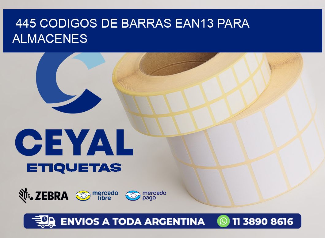 445 CODIGOS DE BARRAS EAN13 PARA ALMACENES
