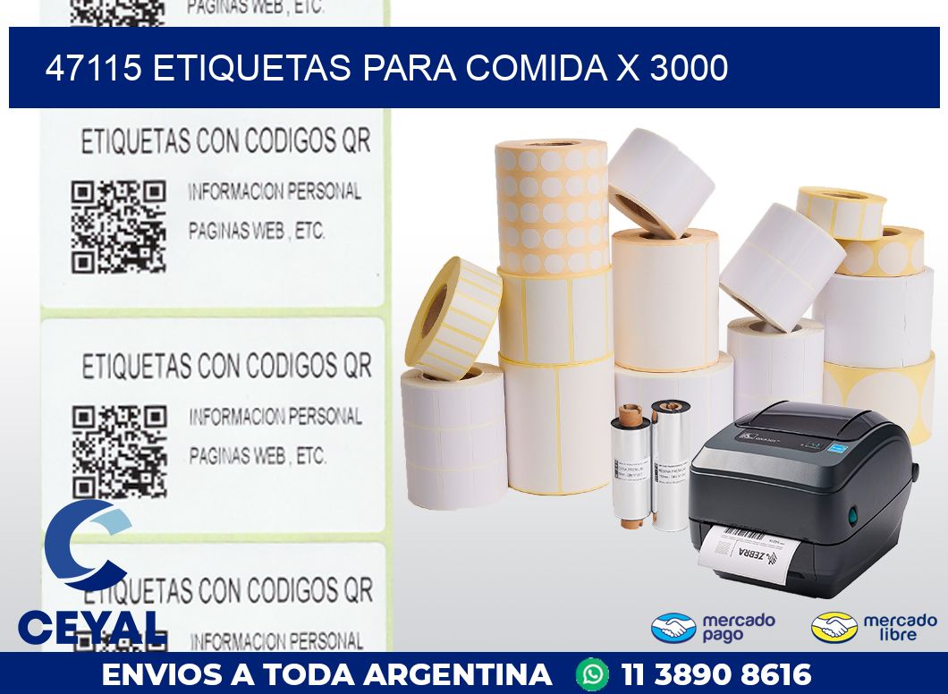 47115 ETIQUETAS PARA COMIDA x 3000