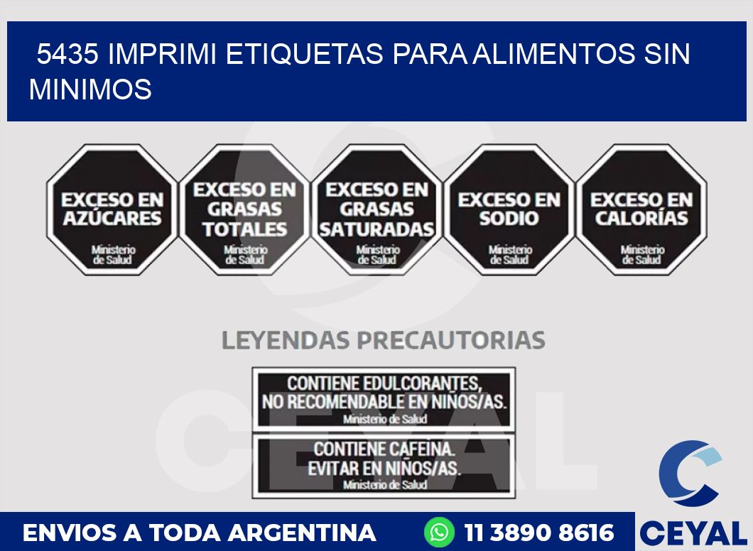 5435 IMPRIMI ETIQUETAS PARA ALIMENTOS SIN MINIMOS