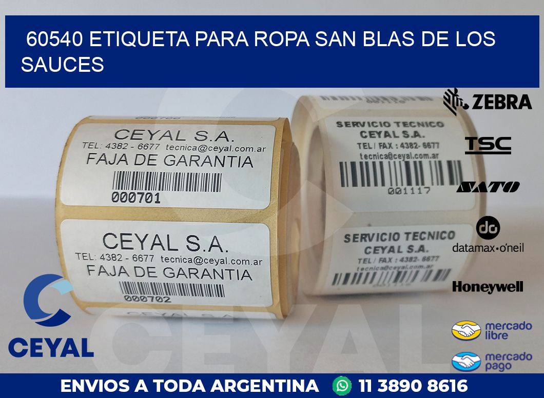 60540 ETIQUETA PARA ROPA SAN BLAS DE LOS SAUCES