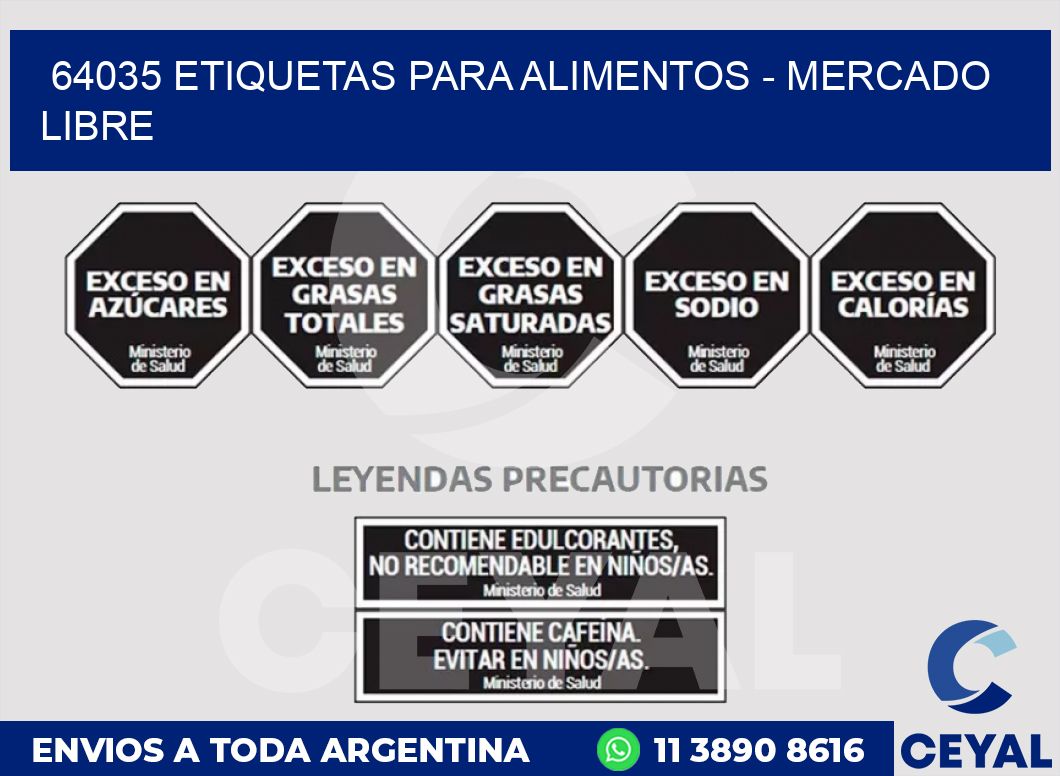 64035 ETIQUETAS PARA ALIMENTOS - MERCADO LIBRE