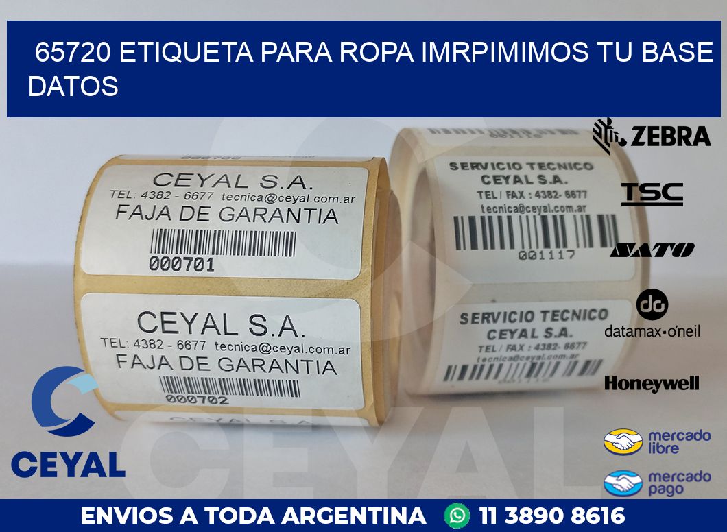 65720 ETIQUETA PARA ROPA IMRPIMIMOS TU BASE DATOS