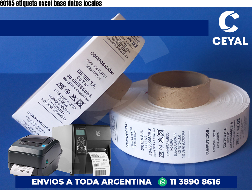 80185 etiqueta excel base datos locales