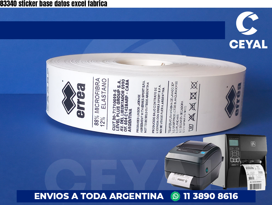83340 sticker base datos excel fabrica