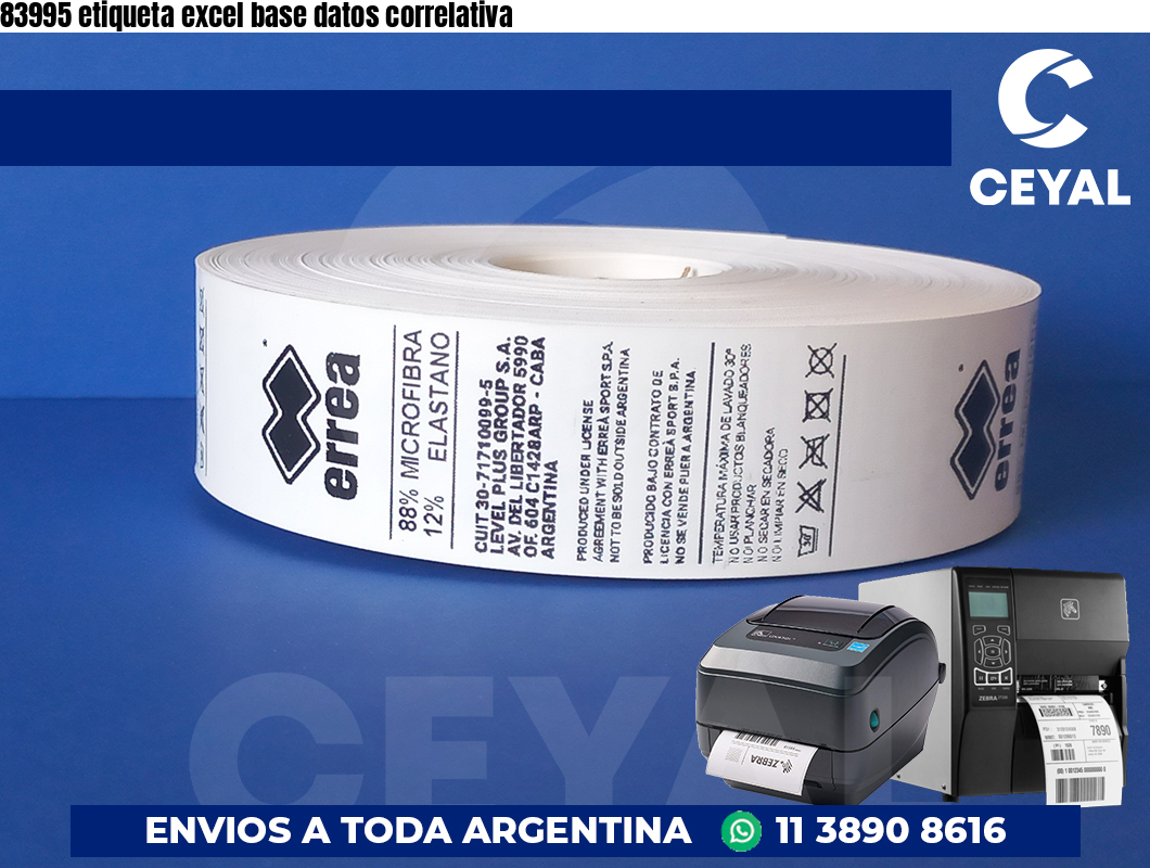 83995 etiqueta excel base datos correlativa