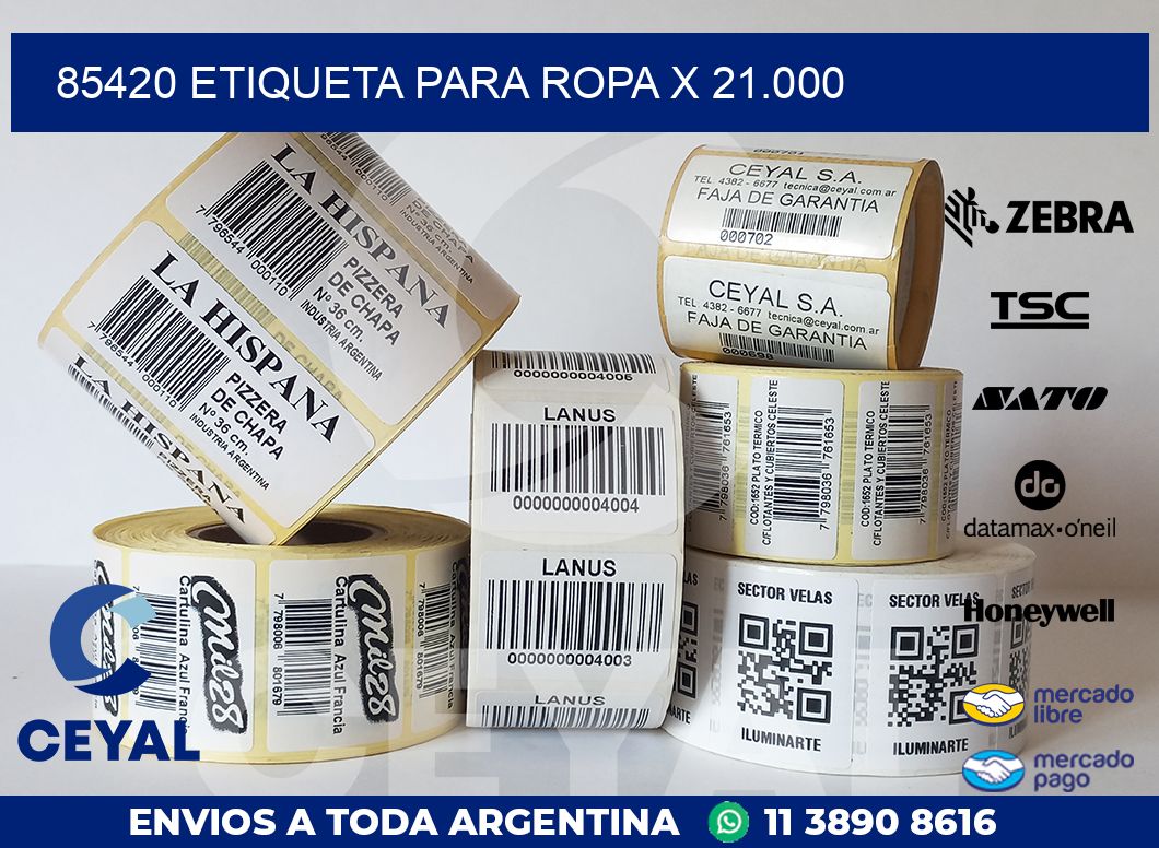 85420 ETIQUETA PARA ROPA X 21.000