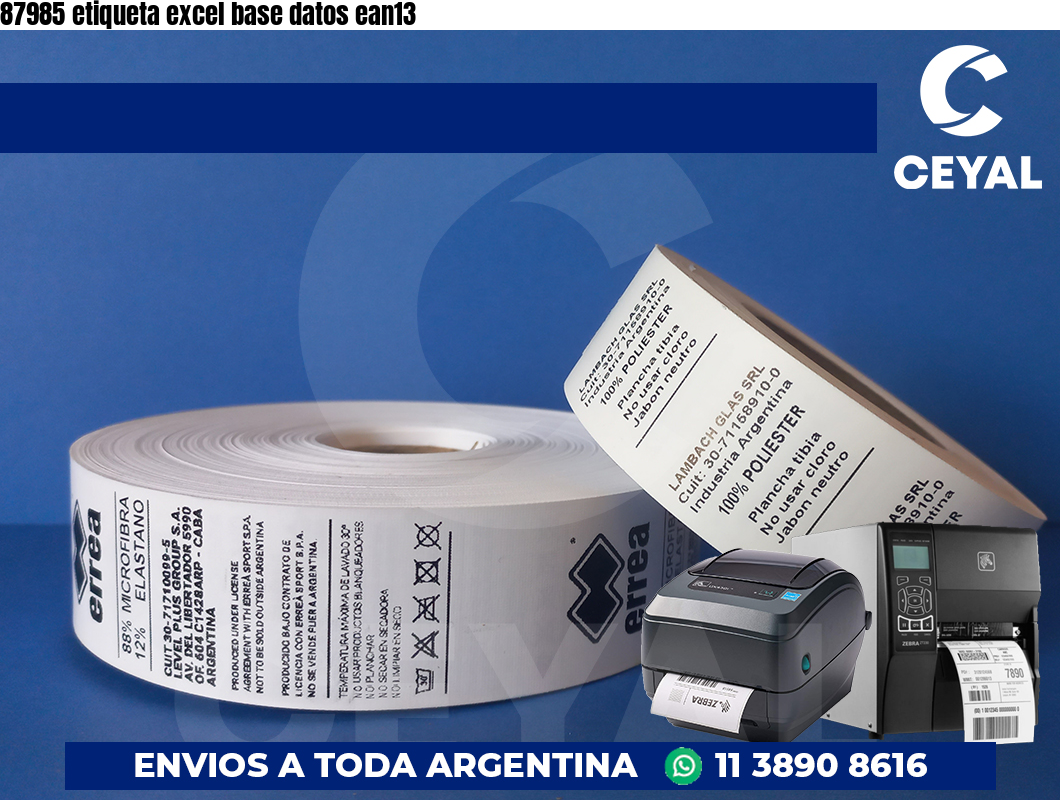 87985 etiqueta excel base datos ean13