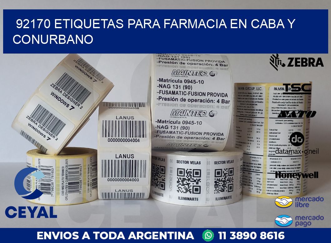 92170 ETIQUETAS PARA FARMACIA EN CABA Y CONURBANO