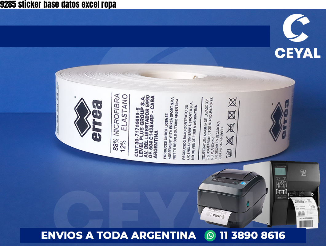 9285 sticker base datos excel ropa